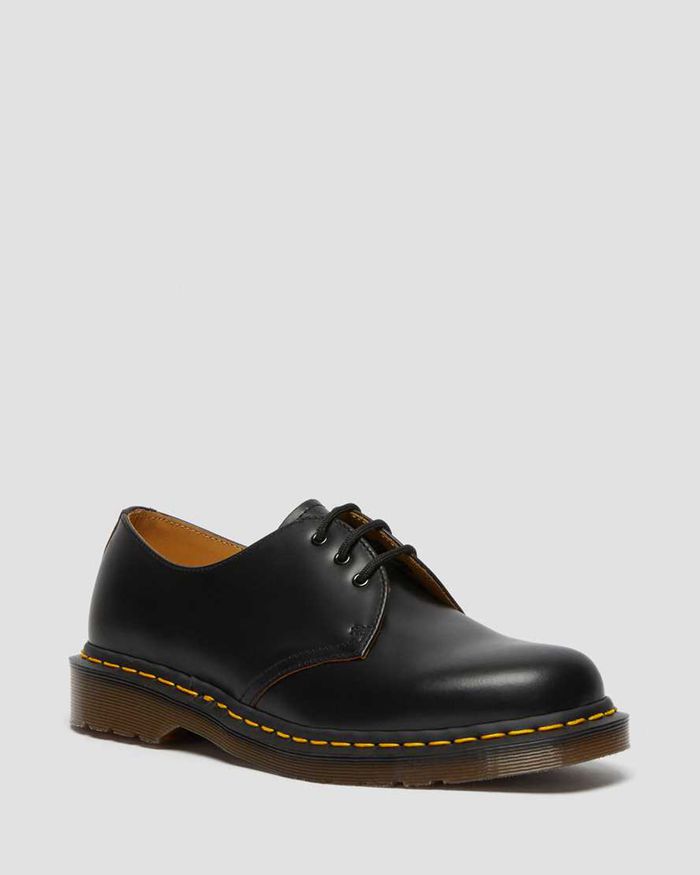 Dr Martens Oxfords Dame Svart 1461 Vintage Made In England 3672DONZC